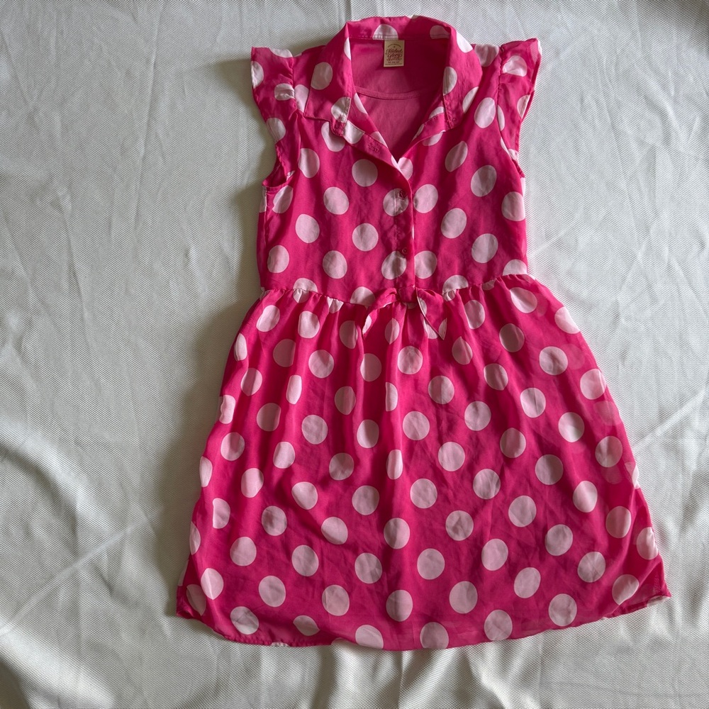 Faded Glory Girls' Pink Polka Dot Sleeveless Dress – XL (14-16)